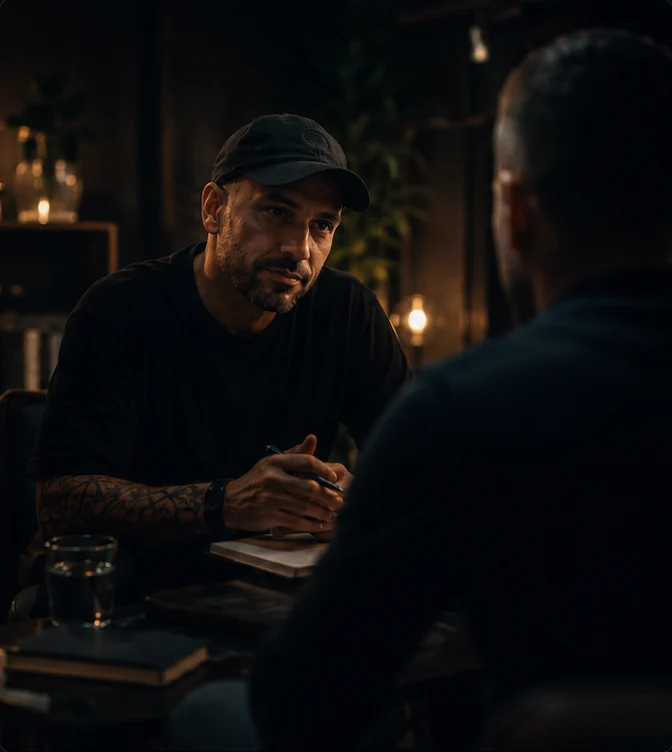 Enes in einem ruhigen Coaching-Gespräch