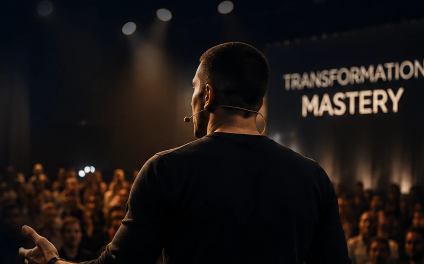 Enes spricht bei einem Live Event vor Publikum